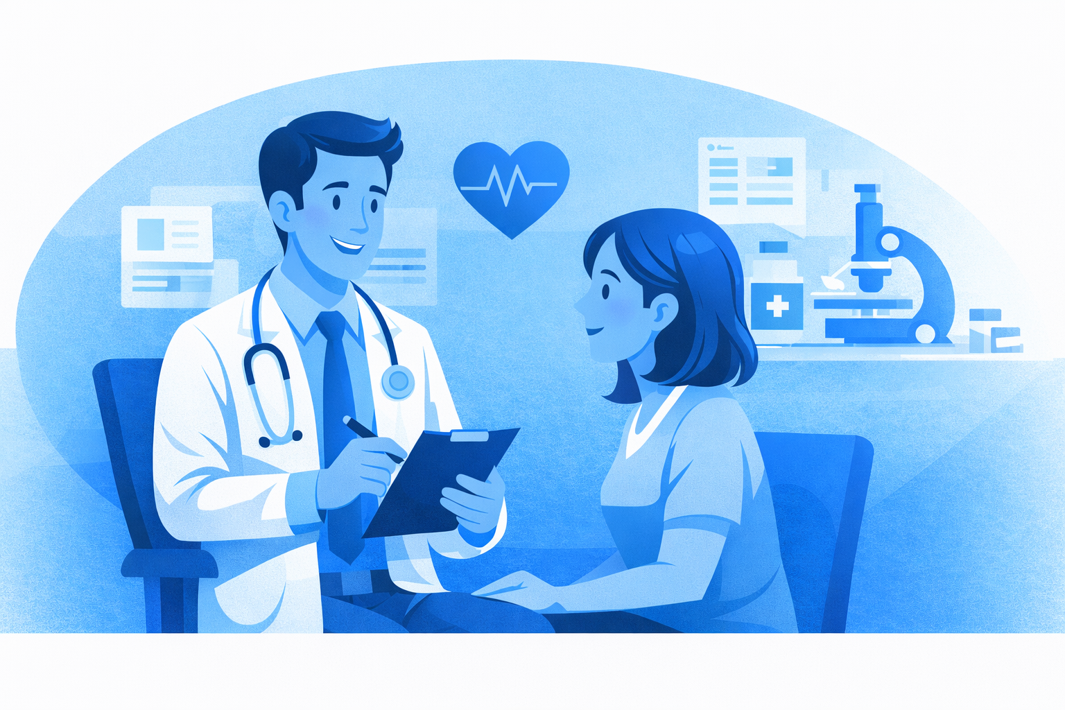 Doctor consulting patient illustration